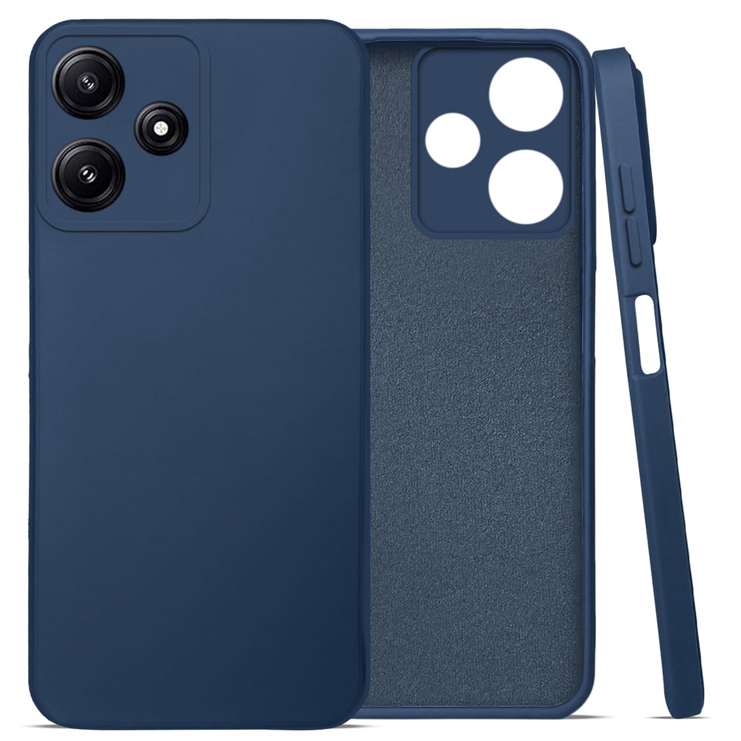 For Poco M6 Pro Back Cover Case (Matte Finish Silicone with Inside Fiber Cloth)