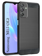 For Samsung Galaxy M15 5G Back Cover Case (Hybrid Armor Case | Carbon Fiber Shockproof | Soft and Flexible | Black)