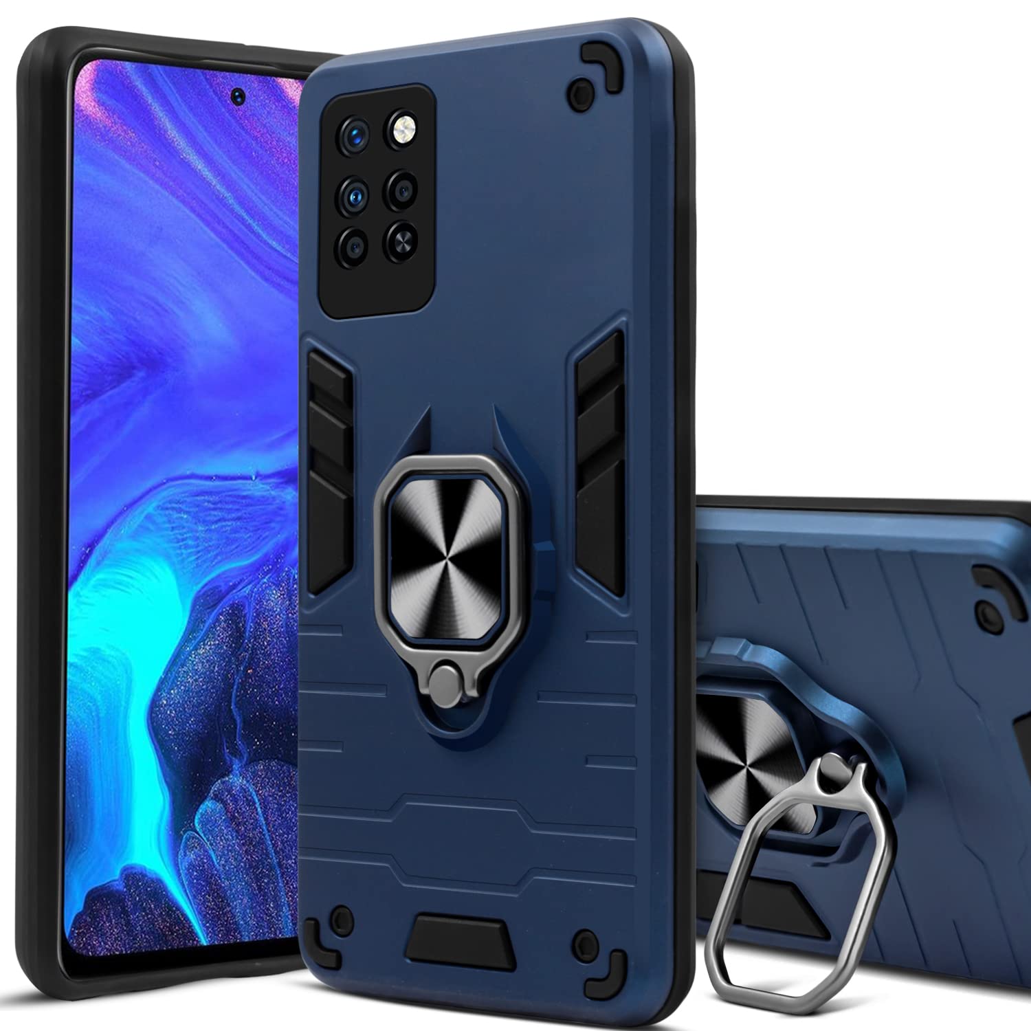 For Infinix Note 10 Pro Back Cover Case (Dual Layer Hybrid | Ring Holder & Kickstand | 360 Degree Shockproof Protection)