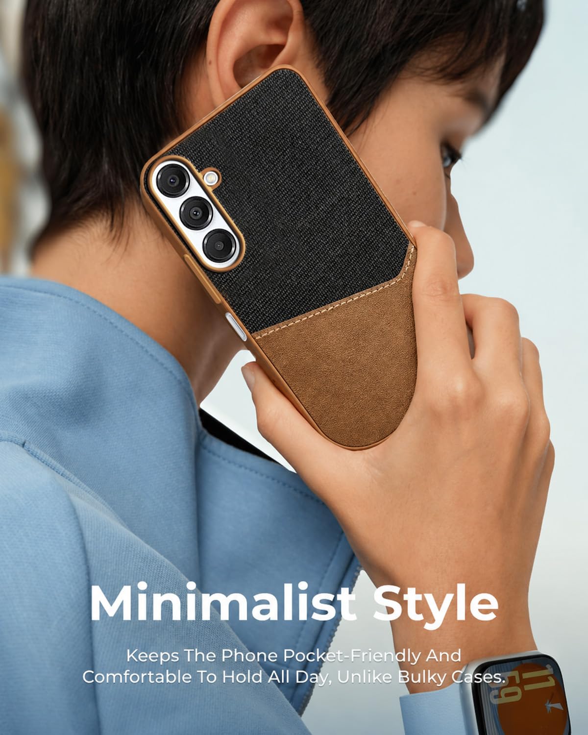 For Samsung Galaxy A16 5G Back Cover Case (Dual PU Leather Stitch | Professional Minimalist | Soft and Flexible)