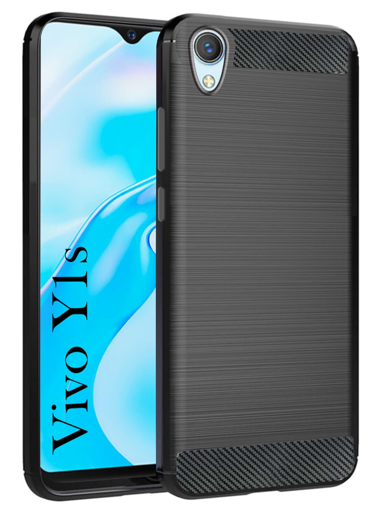 For Vivo Y1s Back Cover Case  (Hybrid Armor Case | Carbon Fiber Shockproof | Soft and Flexible)
