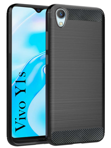 For Vivo Y1s Back Cover Case  (Hybrid Armor Case | Carbon Fiber Shockproof | Soft and Flexible)