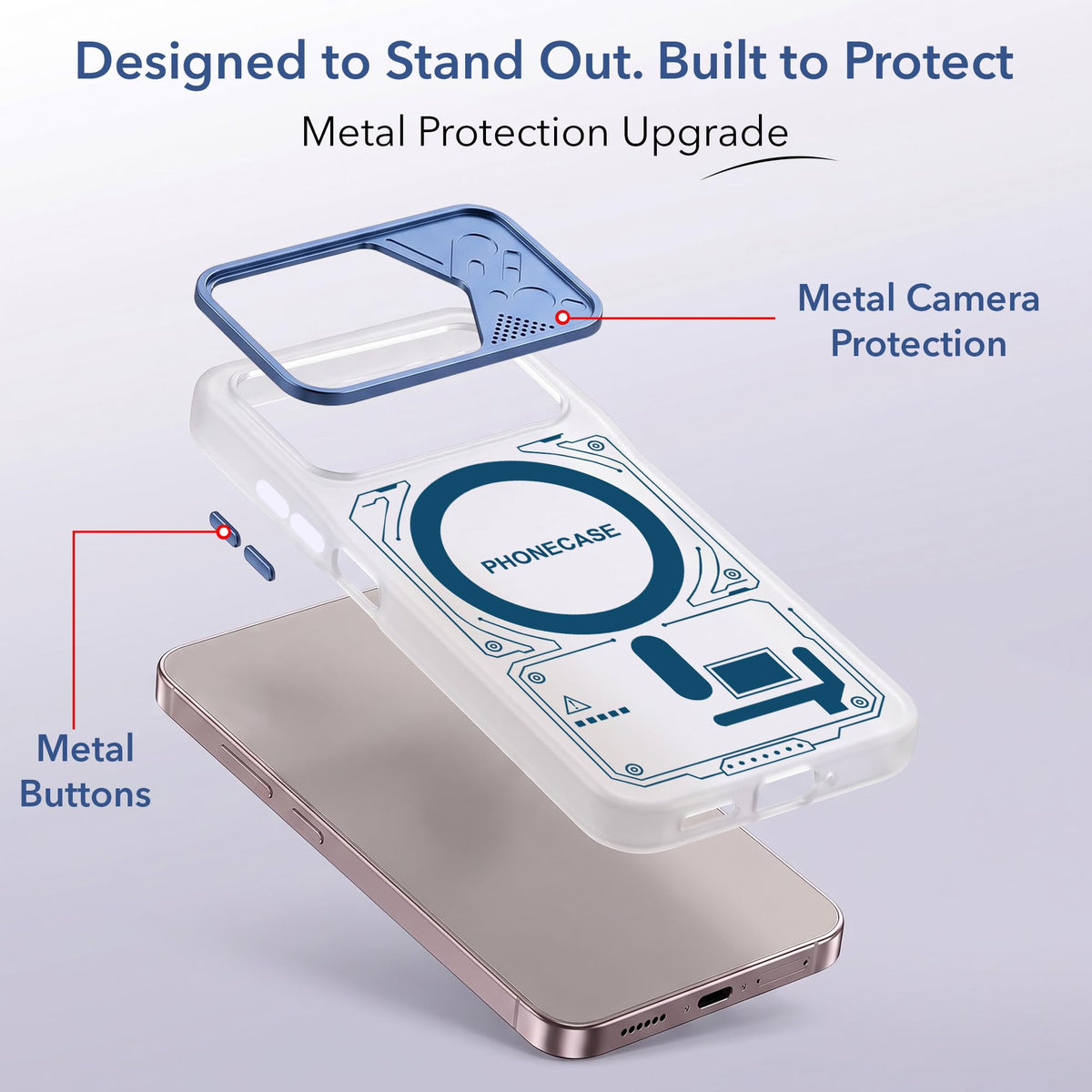 For Realme Narzo 70x 5G Metallic Back Cover Case (Metallic Camera Protection & Buttons | Translucent Milky Shade | Hard Polycarbonate)