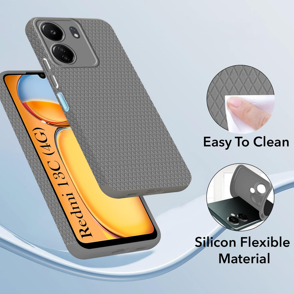 For Xiaomi Redmi 13C 4G Back Cover Case (Liquid Silicone | Side Grip | Camera Protection)