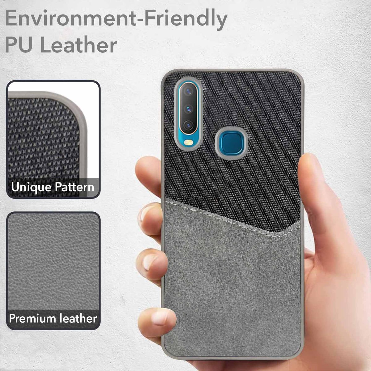 For Vivo Y12 | Y15 | Y17 Back Cover Case (Dual PU Leather Stitch | Professional Minimalist | Soft and Flexible)