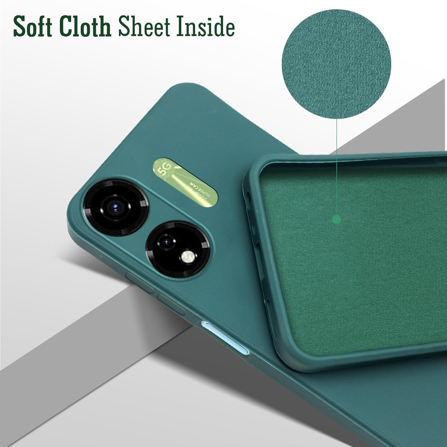 For Itel P55 Back Cover Case (Matte Finish Silicone with Inside Fiber Cloth)