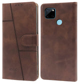 For Realme C25Y | C21Y Flip Cover Case (Stitched Leather Finish | Magnetic Closure | Inner TPU | Foldable Stand | Wallet Card Slots)