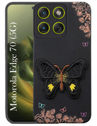 For Motorola Moto Edge 70 Back Cover Case (Soft Butterfly Embroidery | Women Teen Girls | Camera Protection| Matte Silicone)