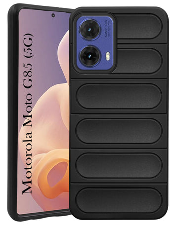 For Motorola Moto G85 5G  Back Cover Case (Matte Liquid Silicone | Professional Design | Camera Protection | Wave Black)