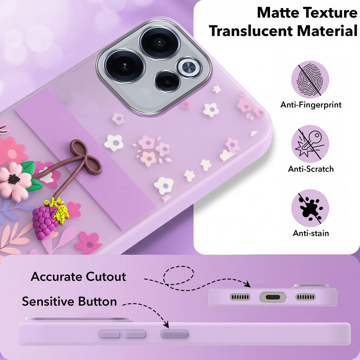 For Oppo Reno 15c Back Cover Case (3D Cute Cartoons | Hard Back Side Soft | Matte Premium Finish | HD Printing)