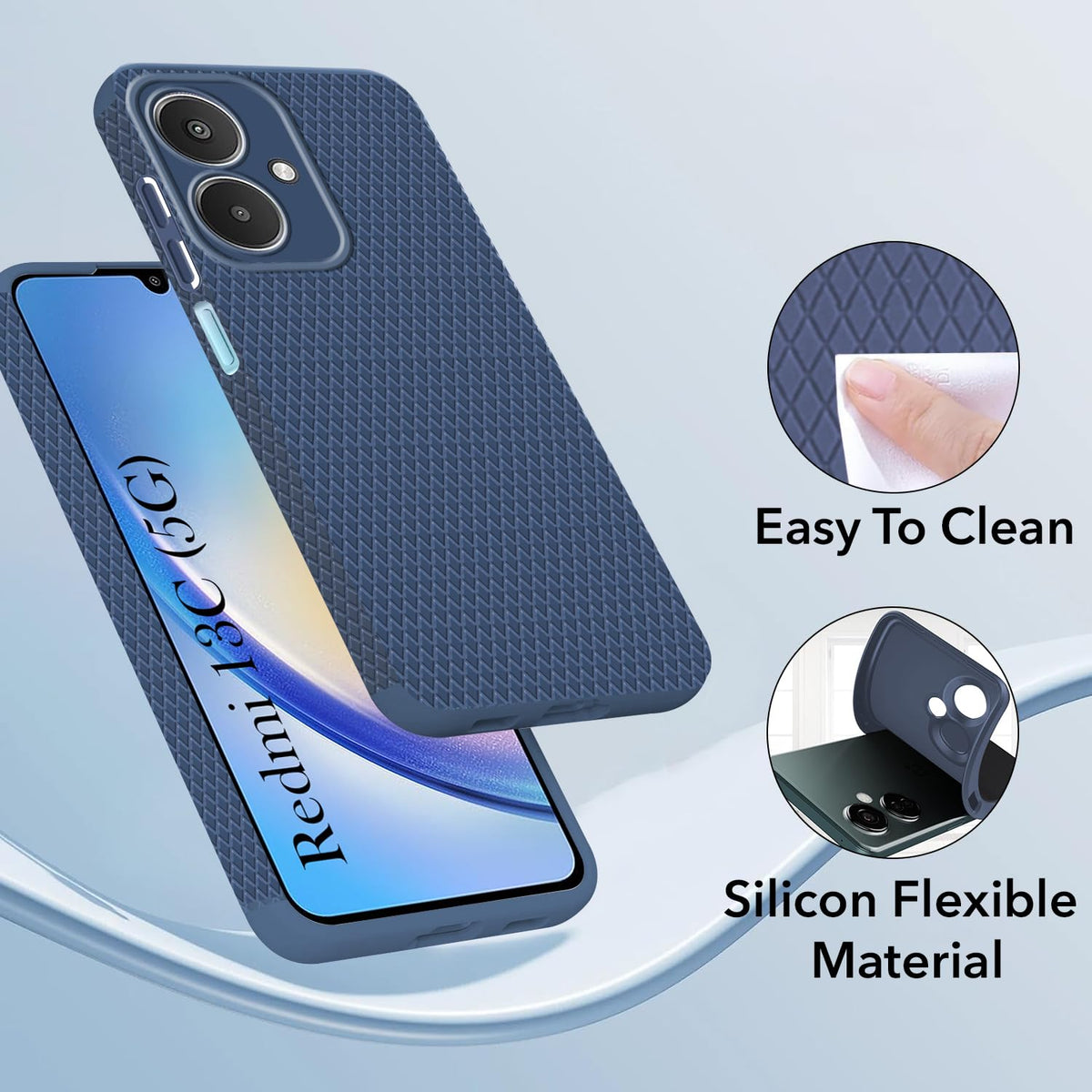 For Redmi 13C 5G Back Cover Case (Liquid Silicone | Side Grip | Camera Protection)