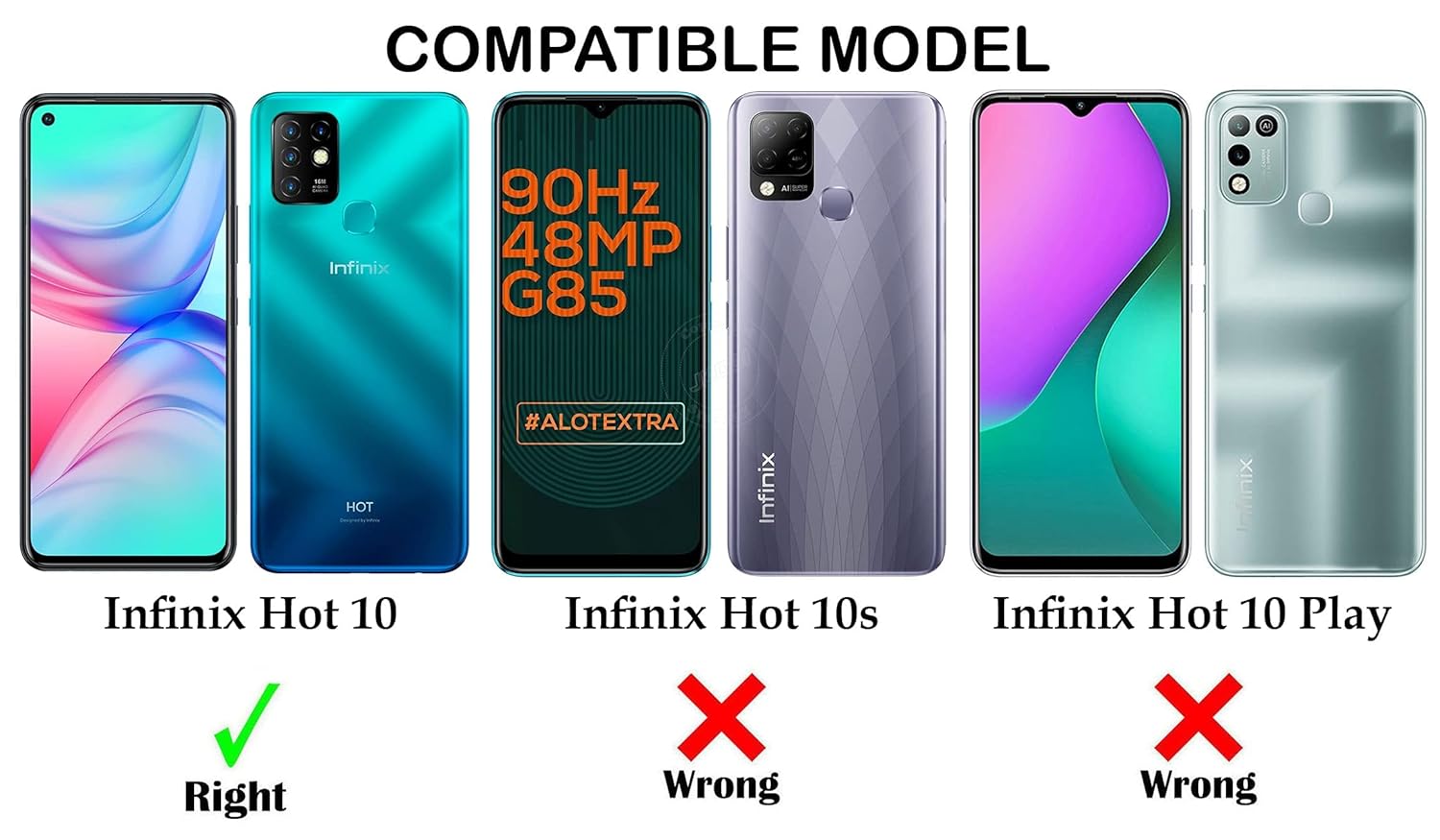 For Infinix Hot 10 Back Cover Case (Shockproof with Polycarbonate Clear Panel)