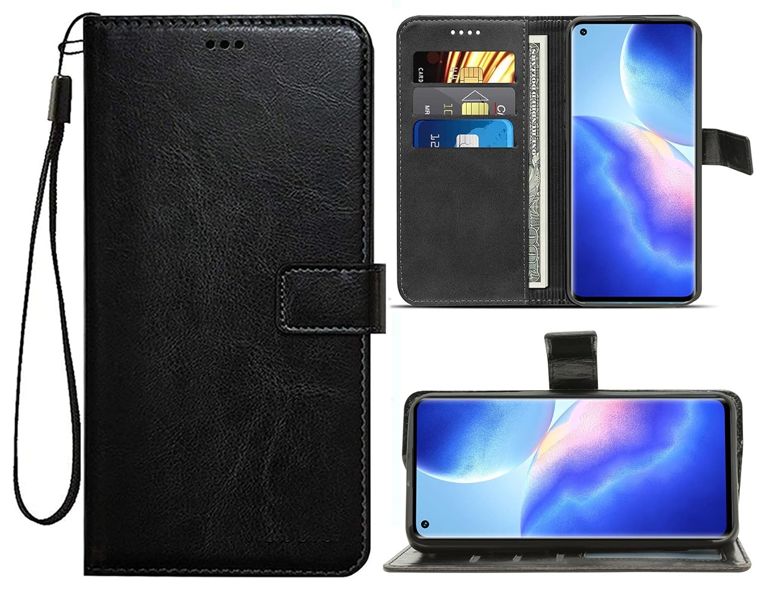 For Oppo Reno5 Pro | Reno 5 Pro 5G Flip Cover Case (Leather Finish | Magnetic Closure | Inner TPU | Foldable Stand | Wallet Card Slots)