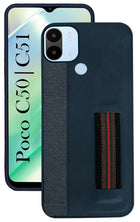 For Poco C50 | Poco C51 Back Cover Case (Professional PU Leather | Strip Chain Holder Socket)