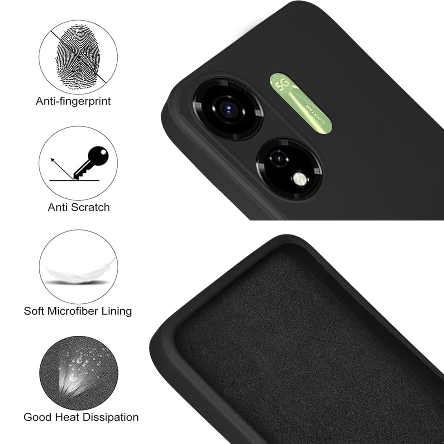 For Itel Color Pro 5G Back Cover Case (Matte Finish Silicone with Inside Fiber Cloth)