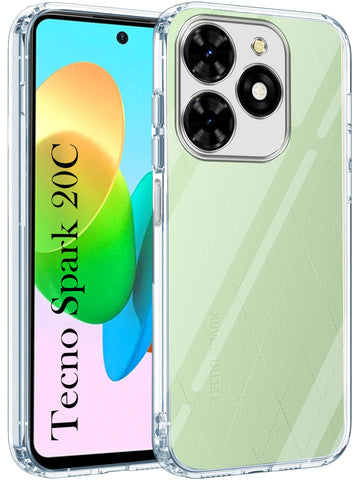 For Tecno Spark 20C Back Cover (Silicone Clear Shockproof Case with Camera Protection | Soft and Flexible)