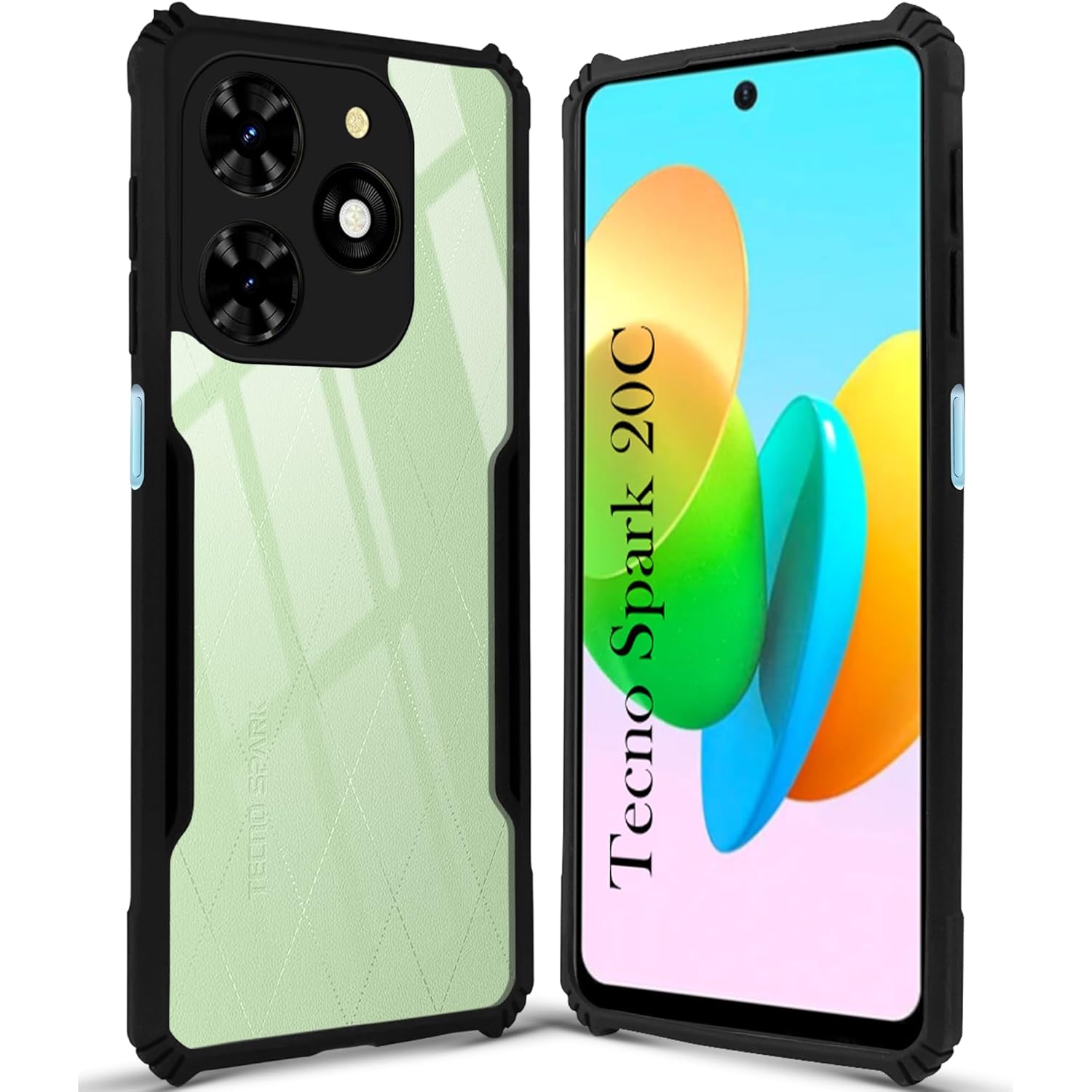 For Tecno Spark 20C Back Cover Case (Shockproof with Polycarbonate Clear Panel)