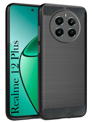 For Realme 12 Plus Back Cover Case (Hybrid Armor Case | Carbon Fiber Shockproof | Soft and Flexible)