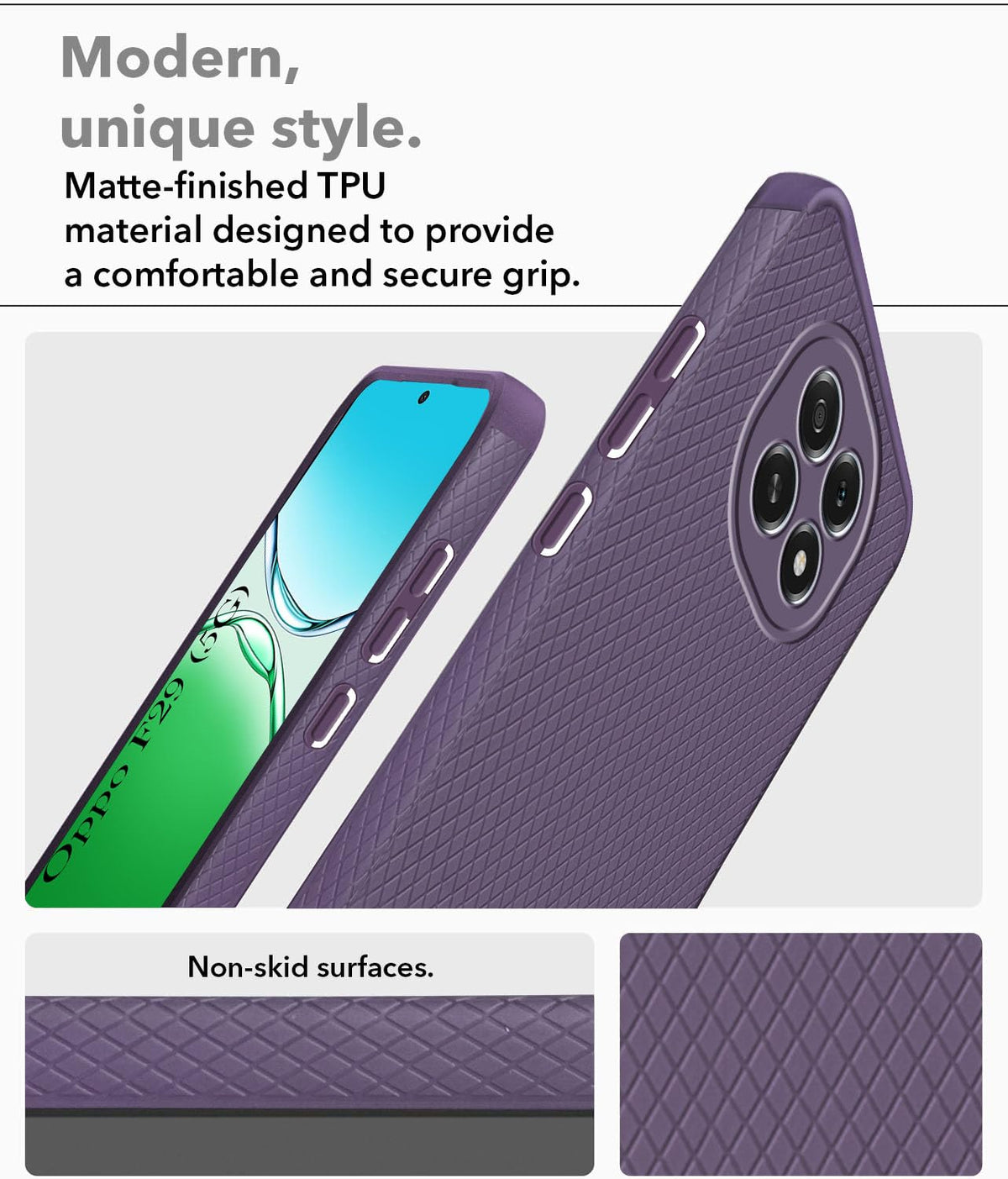 For Oppo F29 Back Cover Case (Liquid Silicone | Side Grip | Camera Protection)