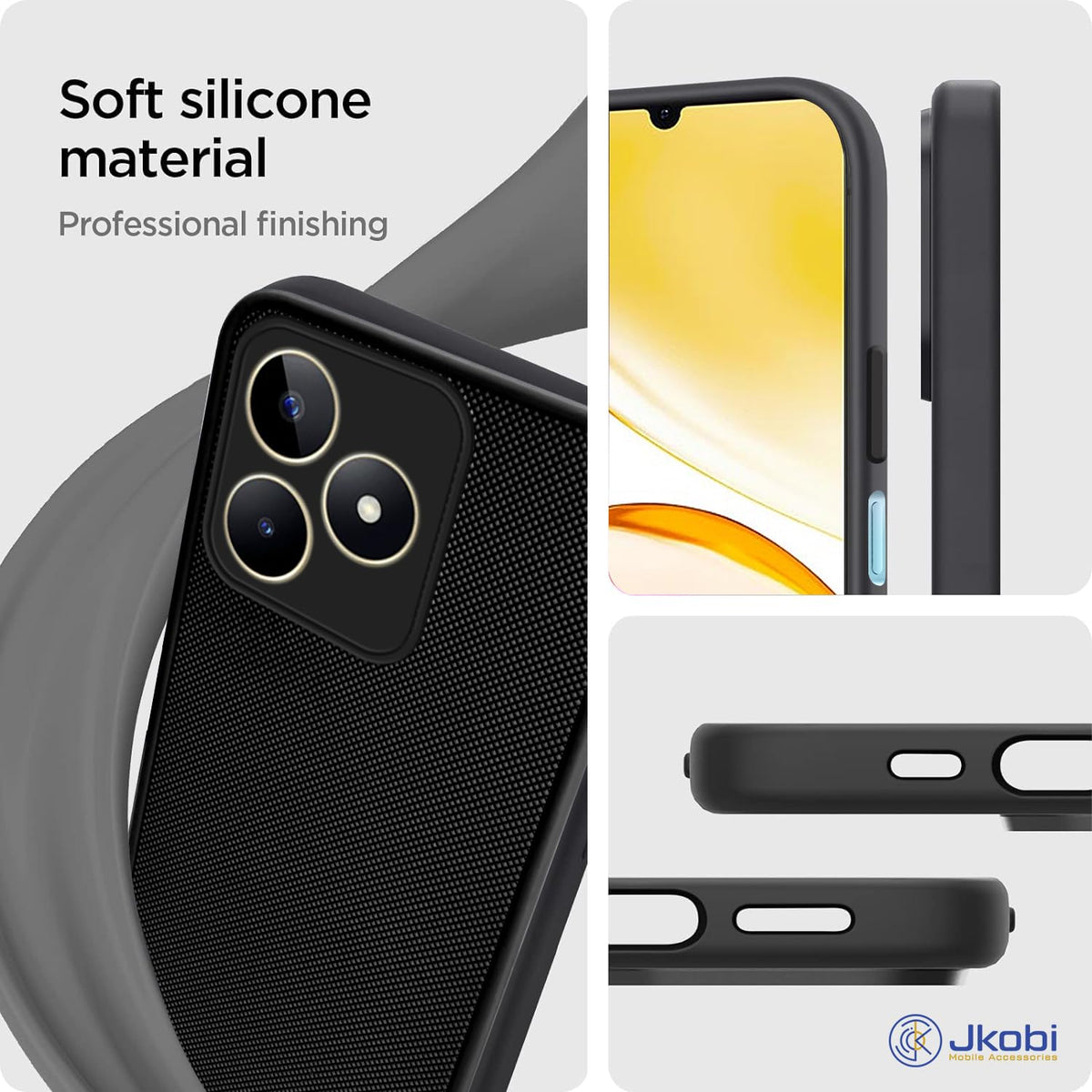 For Realme C53 Back Cover Case Rubberised (Textured Grip Design| Micro-Fiber Cloth Inside | Slim and Light Weight | Soft Touch and Feel)