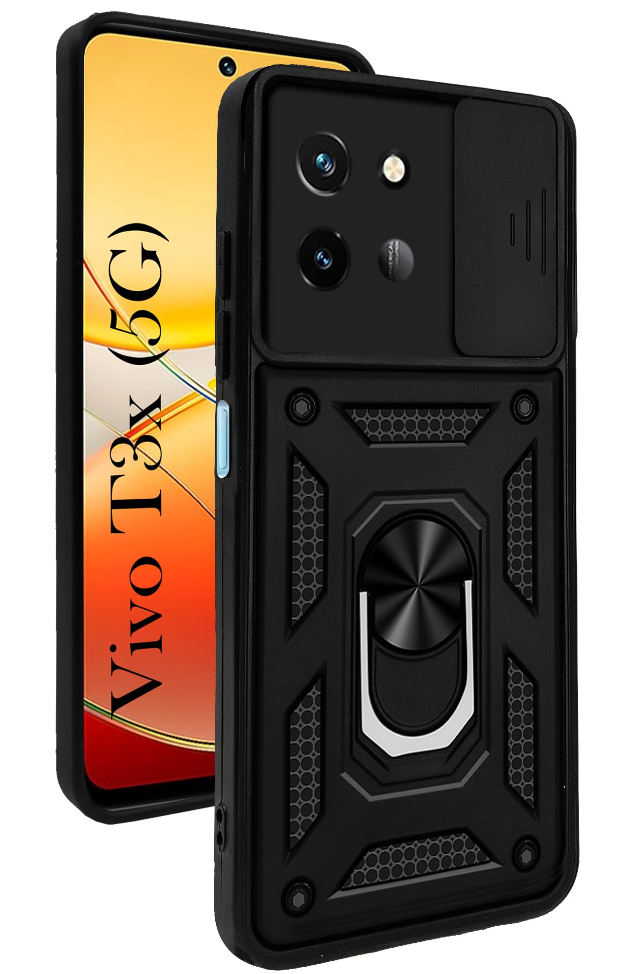 For Vivo T3x 5G Back Cover Case (Hybrid Dual Armor Polycarbonate)