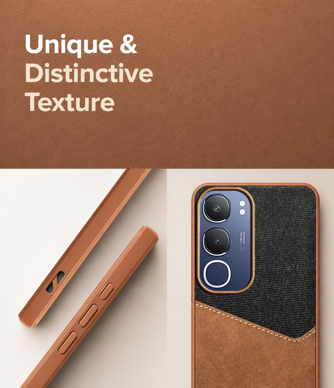 For Vivo Y29 Back Cover Case (Dual PU Leather Stitch | Professional Minimalist | Soft and Flexible)