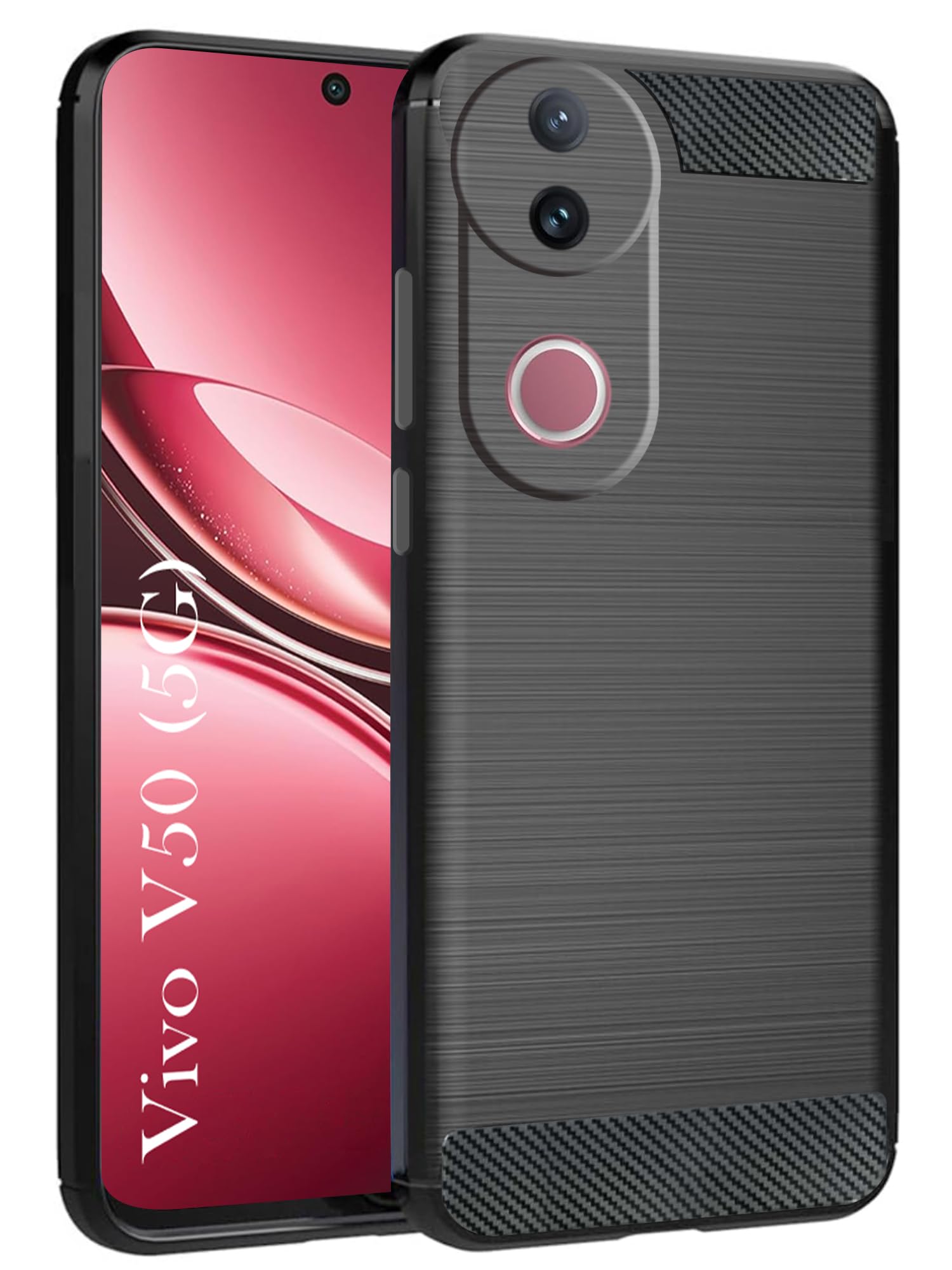 For Vivo V50 | Vivo V50eBack Cover Case ( Hybrid Armor Case | Carbon Fiber Shockproof | Soft and Flexible | Black )
