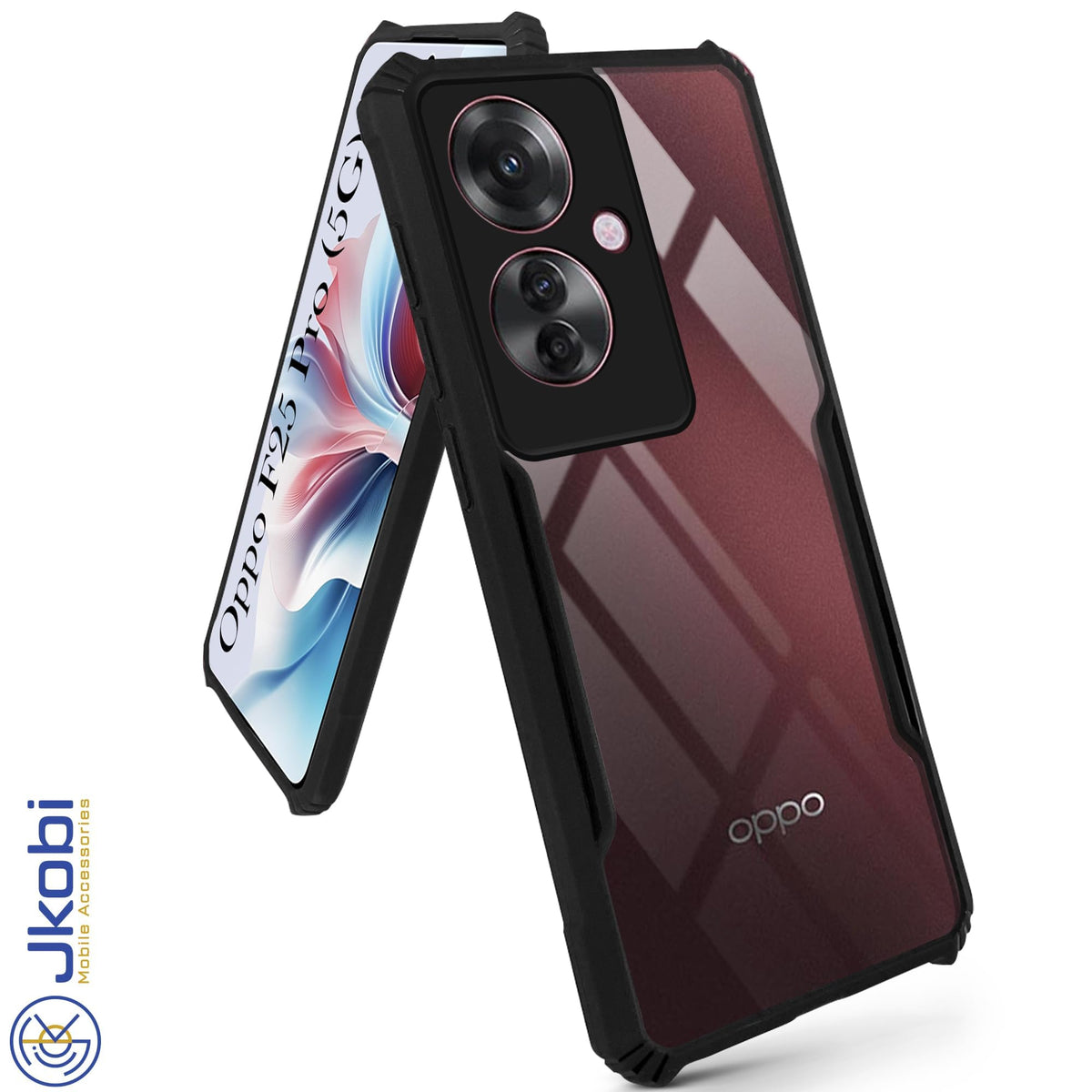 For Oppo F25 Pro 5G Back Cover Case Hybrid (Shockproof with Polycarbonate Clear Panel | Professional Black)