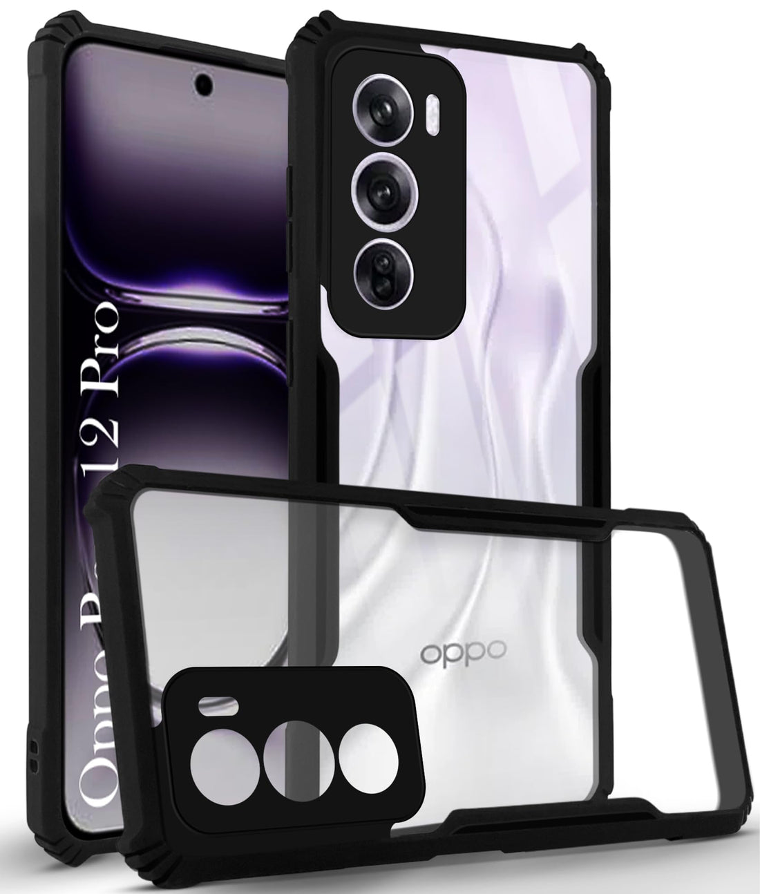 For Oppo Reno12 Pro 5G | Oppo Reno 12 Pro 5G Back Cover Case (Shockproof with Polycarbonate Clear Panel)