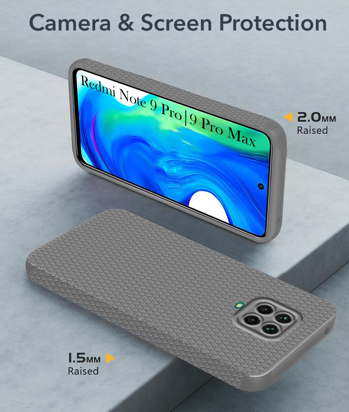 For Redmi Note 9 Pro | 9 Pro Max  Back Cover Case (Liquid Silicone | Side Grip | Camera Protection)