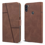 For Samsung Galaxy A11 Flip Cover Case (Stitched Leather Finish | Magnetic Closure | Inner TPU | Foldable Stand | Wallet Card Slots)