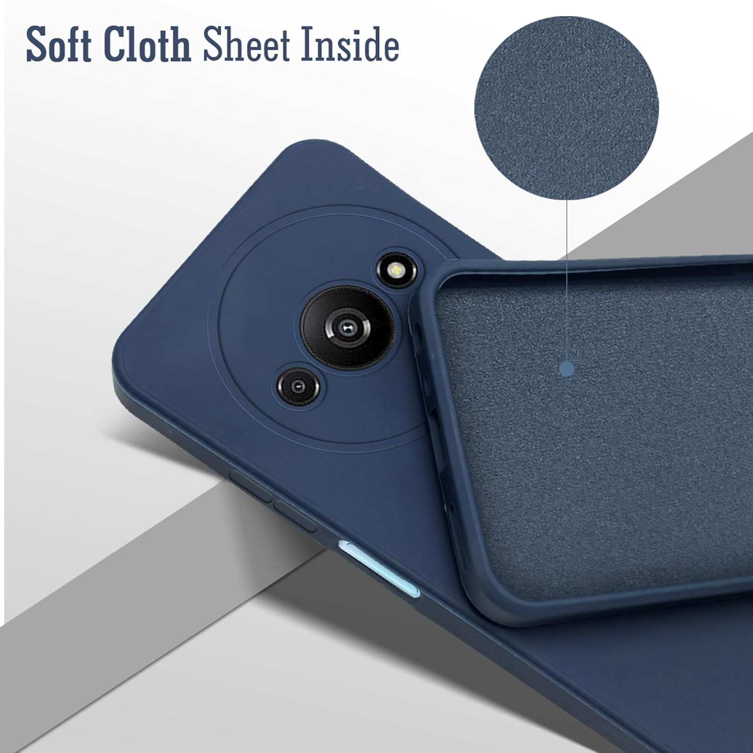 For Xiaomi Redmi A3 Back Cover Case (Matte Finish Silicone with Inside Fiber Cloth)