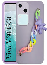 For Vivo V30 5G Back Cover Girls Case with Bracelet (Wrist Hanging Chain | Teddy Toy Cartoon)