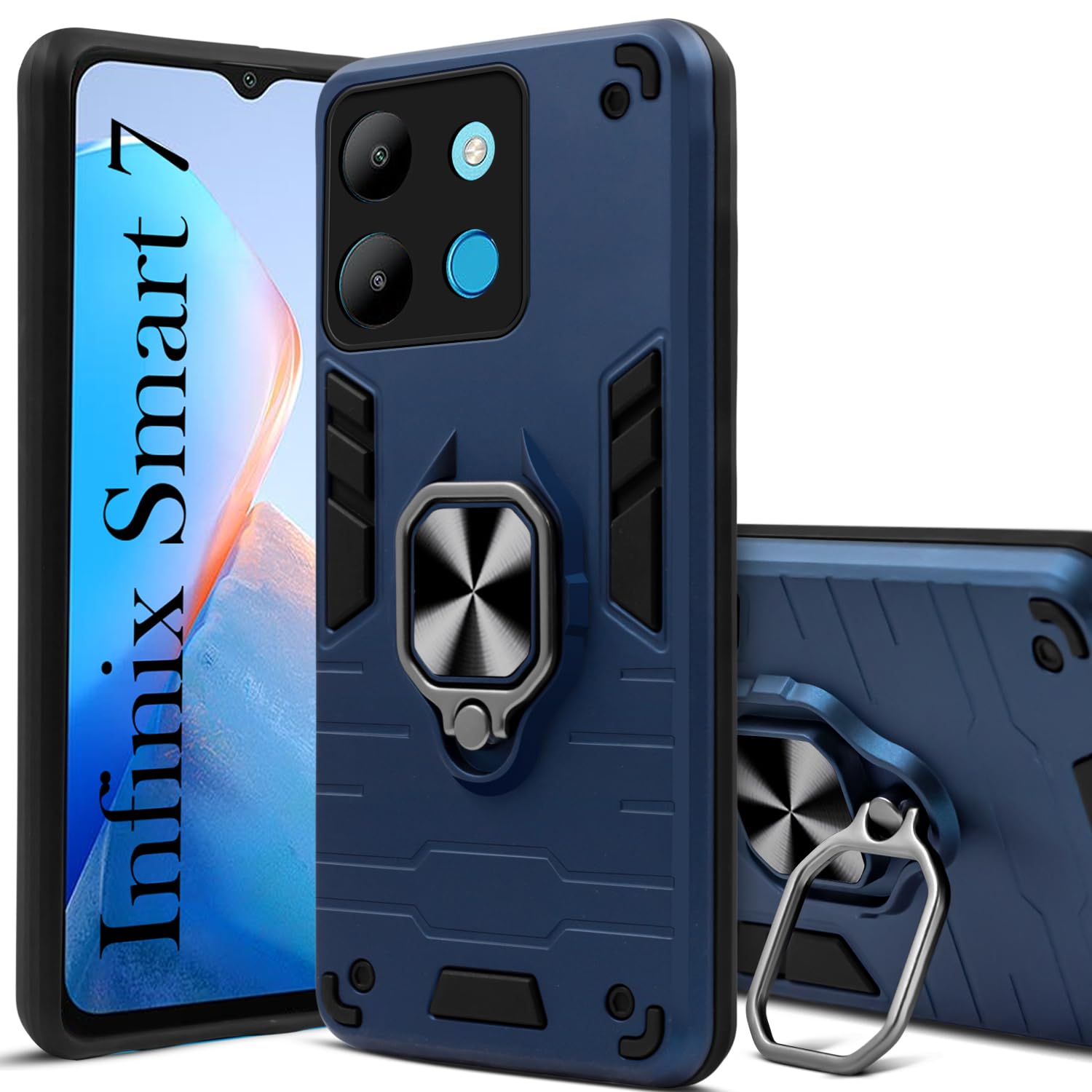 For Infinix Smart 7 Back Cover Case (Shockproof Polycarbonate Dual Layer Hybrid Armor)