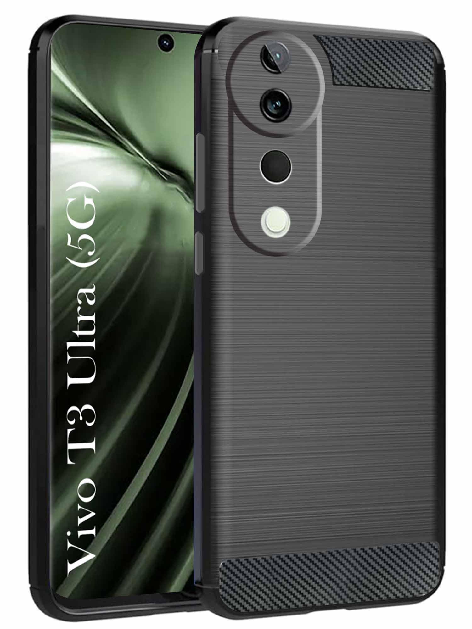 For Vivo T3 Ultra  Back Cover Case ( Hybrid Armor Case | Carbon Fiber Shockproof | Soft and Flexible)