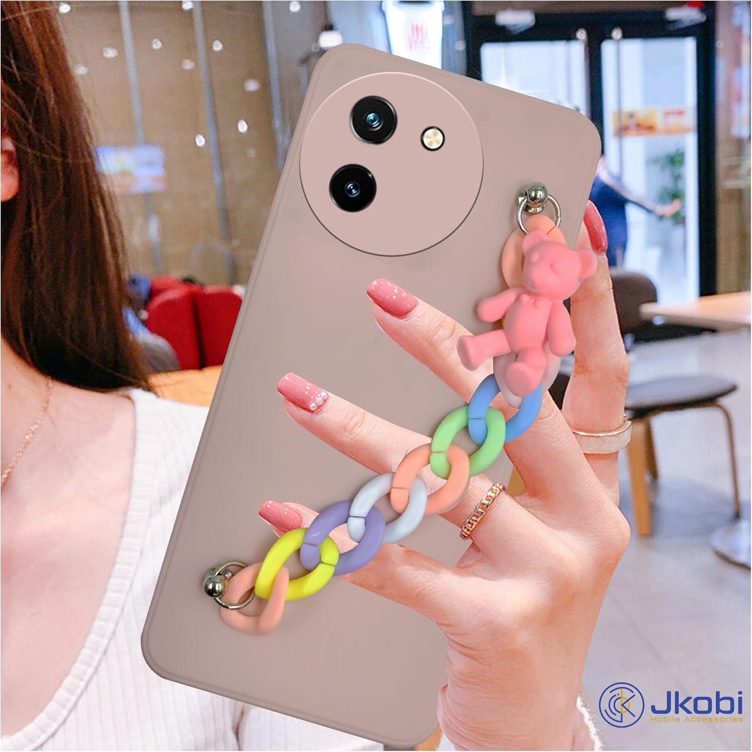 For Vivo T3x 5G Back Cover Girls Case with Bracelet (Wrist Hanging