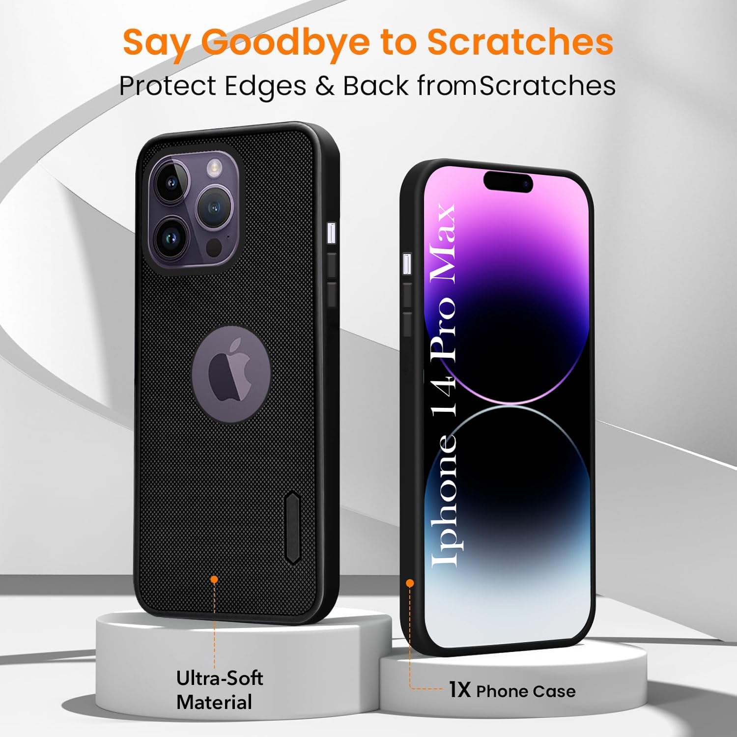 For Apple iPhone 14 Pro Max Combo (Textured Grip Design | Micro-Fiber Cloth Inside | Oleophobic Coating Screen Glass)