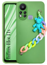 For Infinix Hot 11s Back Cover for Girls Case with Bracelet (Wrist Hanging Chain | Teddy Toy Cartoon)