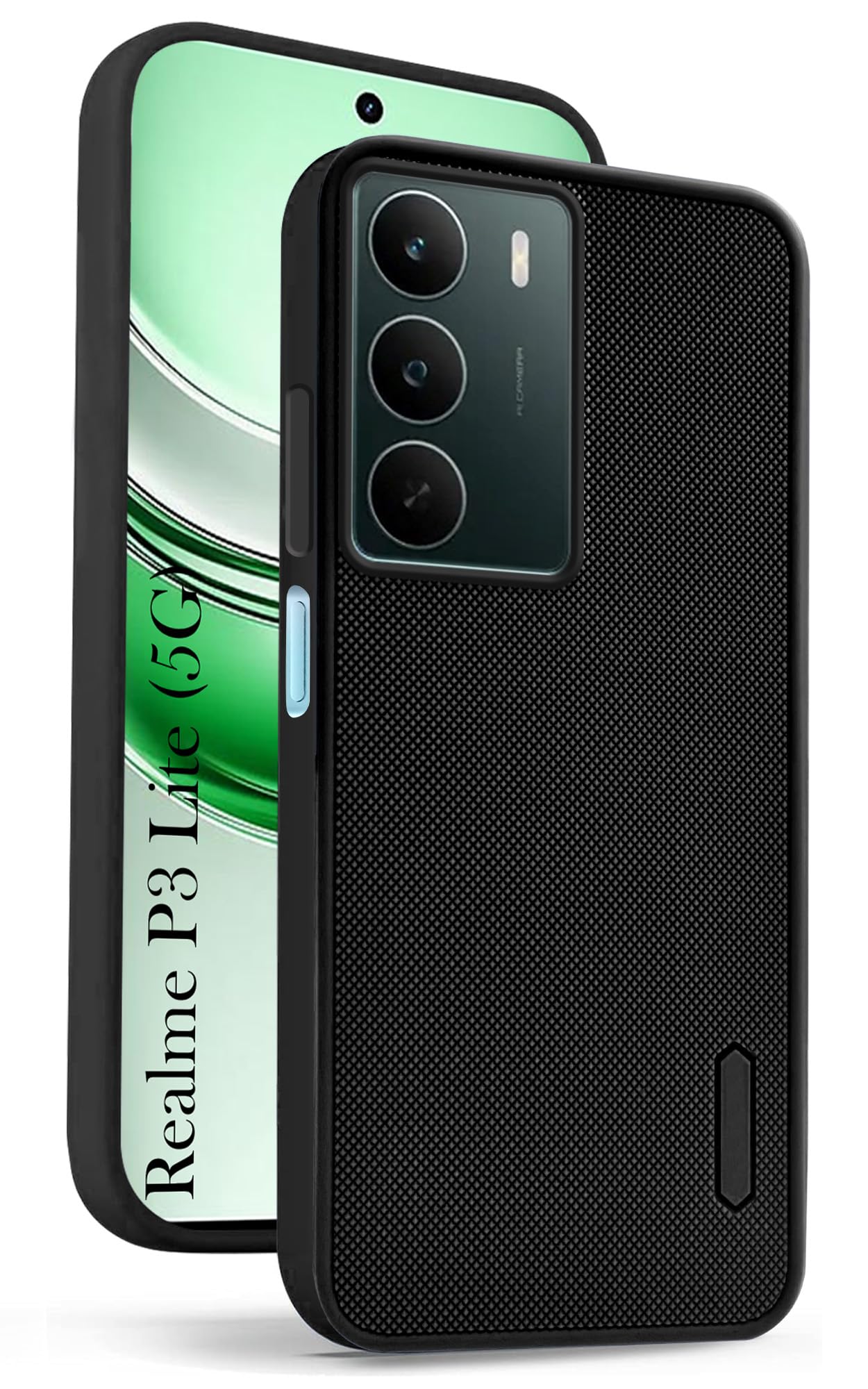 For Realme P3 Lite Rubberised Back Cover Case (Textured Grip Design | Micro-Fiber Cloth Inside | Slim and Light Weight | Soft Touch and Feel)