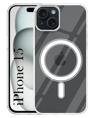 For Apple iPhone 15 Back Cover Case ( MagSafe Compatible Wireless Charging | Hybrid Camera Bump Protection | Shockproof Polycarbonate Material)