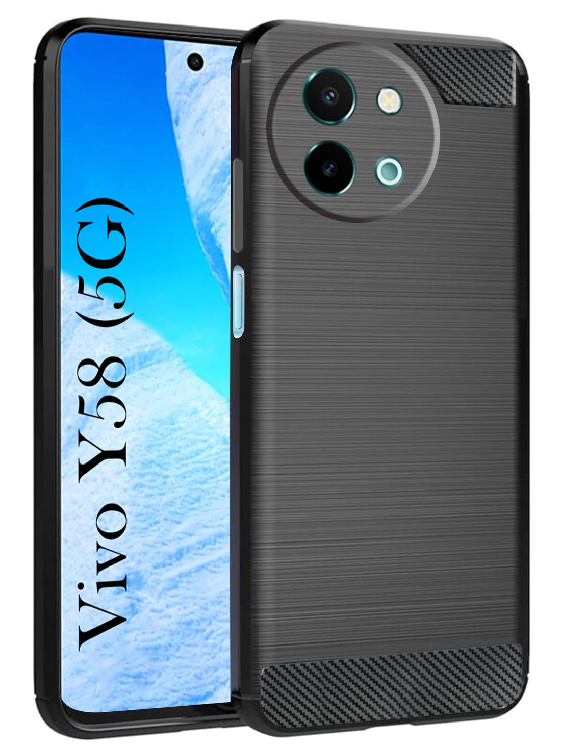 For Vivo Y58 5G Back Cover Case (Hybrid Armor Case | Carbon Fiber Shockproof | Soft and Flexible)