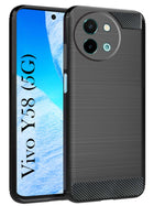 For Vivo Y58 5G Back Cover Case (Hybrid Armor Case | Carbon Fiber Shockproof | Soft and Flexible)