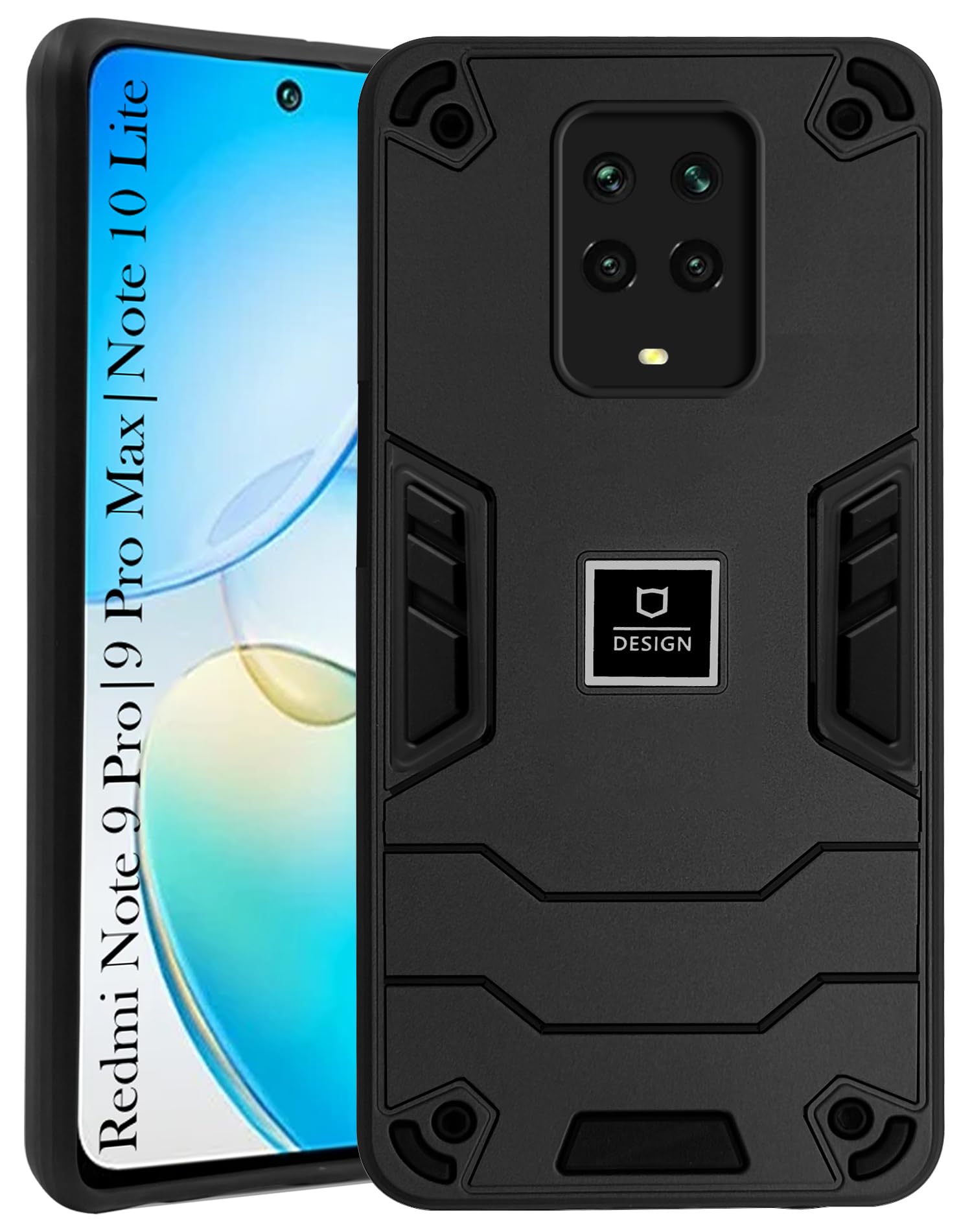 For Redmi Note 9 Pro | 9 Pro Max | Note 10 Lite Back Cover Case (Lightweight Hybrid Armor Shockproof Polycarbonate)