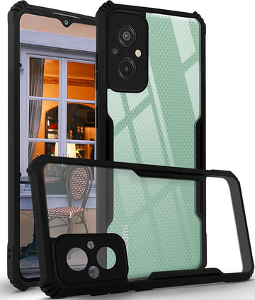 For Xiaomi Redmi 11 Prime Back Cover Case (Crystal Glass Back | Shockproof Bumpers | Professional Black)