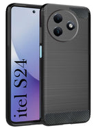 For Itel S24 Back Cover Case (Hybrid Armor Case | Carbon Fiber Shockproof | Soft and Flexible)