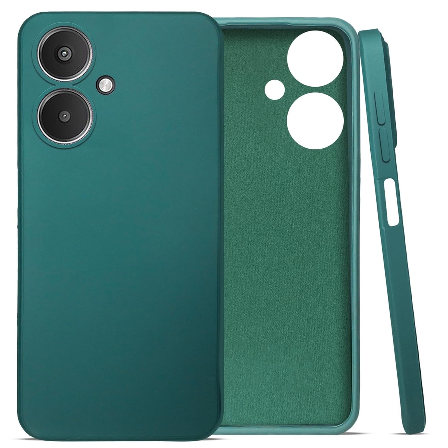 For Poco M6 5G Back Cover Case (Matte Finish Silicone with Inside Fiber Cloth)