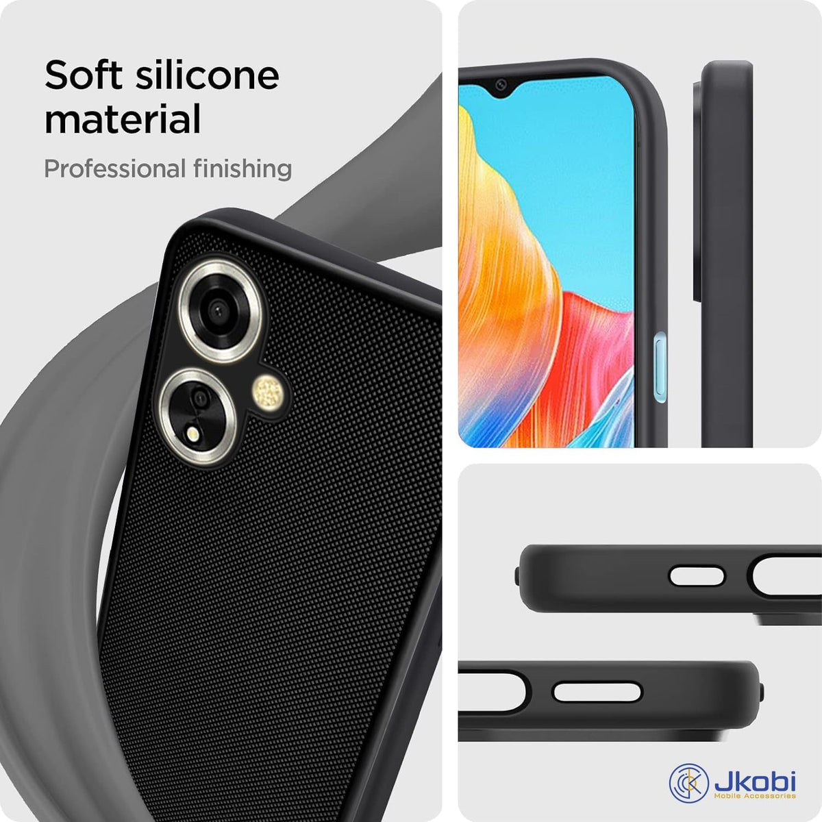 For Oppo A59 5G Back Cover Case Rubberised (Textured Grip Design| Micro-Fiber Cloth Inside | Slim and Light Weight | Soft Touch and Feel)