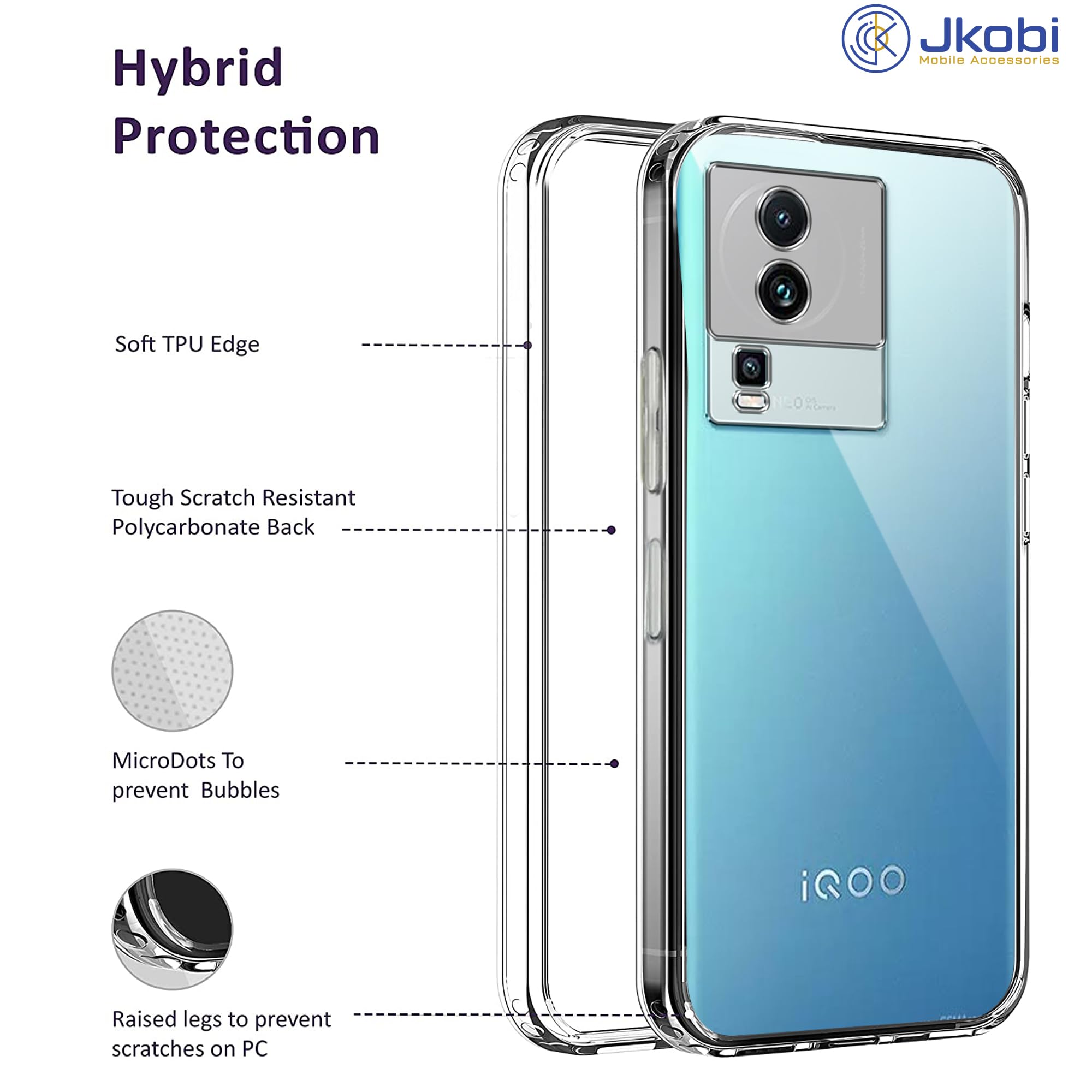 For Vivo iQOO Neo 7 5G Back Cover (Silicone Clear Shockproof Case with Camera Protection | Soft and Flexible | Transparent)