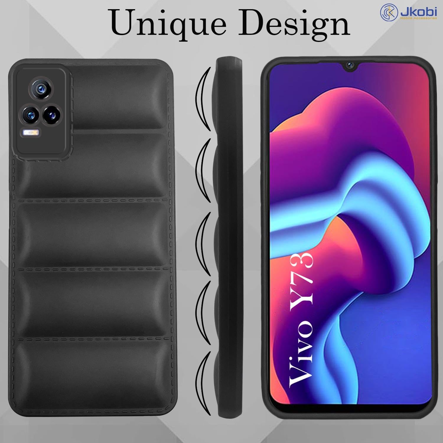 For Vivo Y73 Back Cover Case (Puffer Cushion Wave Design | Camera Protection)