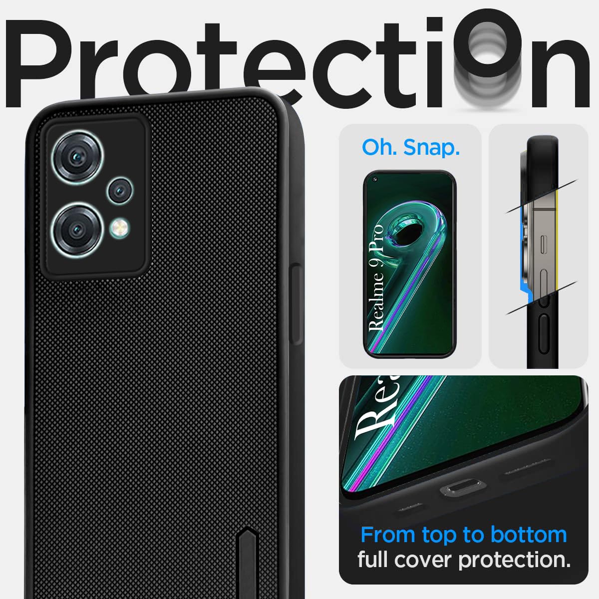 For Realme 9 Pro Back Cover Case Rubberised (Textured Grip Design| Micro-Fiber Cloth Inside | Slim and Light Weight | Soft Touch and Feel)